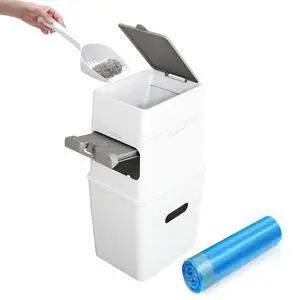 PooGuard Litter Disposal Bin, 9.2L Trash Can for Cat Litter, Dog Waste & Diapers, with Viewing Window, Wider Opening, and 4-Month Refill Bag (White) PooGuard Litter Disposal Bin, 9.2L Trash Can for Cat Litter, Dog Waste & Diapers, with Viewing Window, Wider Opening, and 4-Month Refill Bag (White)