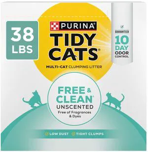 Free and Clean Unscented Clumping Cat Litter, 38 lb Box | Activated charcoal delivers lasting odor control, made without fragrances or dye, clumping Free and Clean Unscented Clumping Cat Litter, 38 lb Box | Activated charcoal delivers lasting odor control, made without fragrances or dye, clumping