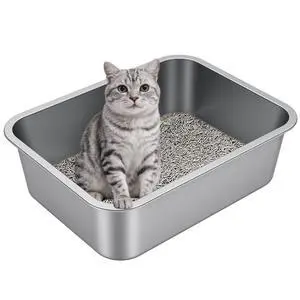Stainless Steel High Sided Cat Litter Box | Sturdy Metal, Odor-free, Cat Litter Non-stick and Easy to Clean, Ideal for Indoor Cats, Kittens and Multicat Houses Stainless Steel High Sided Cat Litter Box | Sturdy Metal, Odor-free, Cat Litter Non-stick and Easy to Clean, Ideal for Indoor Cats, Kittens and Multicat Houses