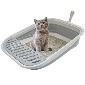Collapsible Kitten Litter Box Low Entry Small Cat Litter Box M | 17.7x13.4x5 inches Shallow Travel Litter Box For Senior Cats Open Cat Potty Pan Cat Toilet (Medium gray 1pcs) Collapsible Kitten Litter Box Low Entry Small Cat Litter Box M | 17.7x13.4x5 inches Shallow Travel Litter Box For Senior Cats Open Cat Potty Pan Cat Toilet (Medium gray 1pcs)