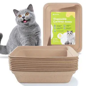 Disposable Cat Litter Box(9-Pack), Large Litter Boxs for Travel Home Use | Recycled pulp, leak-resistant, sturdy high walls, travel or liner use Disposable Cat Litter Box(9-Pack), Large Litter Boxs for Travel Home Use | Recycled pulp, leak-resistant, sturdy high walls, travel or liner use