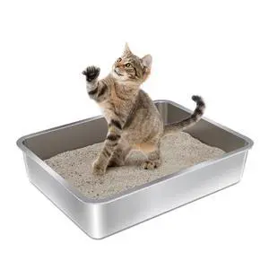 Stainless Steel Litter Box,Metal Cat Litter Box for Kitten | 17.7" L x 13.77" W x 4" H Metal Litterbox for Elderly Cats,Non Stick, No Smell, Easy Entry,Easy to Clean Stainless Steel Litter Box,Metal Cat Litter Box for Kitten | 17.7" L x 13.77" W x 4" H Metal Litterbox for Elderly Cats,Non Stick, No Smell, Easy Entry,Easy to Clean