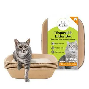 Disposable Cat Litter Box Large, 6 Count, Durable Portable for Travel and Home, Eco-Friendly Disposable Litter Box Controls Odor Disposable Cat Litter Box Large, 6 Count, Durable Portable for Travel and Home, Eco-Friendly Disposable Litter Box Controls Odor