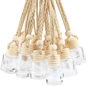 20 Pcs 8ml Hanging Car Air Freshener Diffuser,Empty Clear Glass Essential Diffuser Oil Aromatherapy Fragrance Perfume Pendant Glass Vials with Wooden Caps & Hanging String,Cylindrical 20 Pcs 8ml Hanging Car Air Freshener Diffuser,Empty Clear Glass Essential Diffuser Oil Aromatherapy Fragrance Perfume Pendant Glass Vials with Wooden Caps & Hanging String,Cylindrical