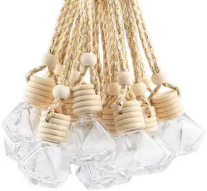 20 Pcs 8ml Hanging Car Air Freshener Diffuser,Empty Refillable Clear Glass Essential Diffuser Oil Aromatherapy Fragrance Perfume Pendant Vials with Wooden Caps & Hanging String 20 Pcs 8ml Hanging Car Air Freshener Diffuser,Empty Refillable Clear Glass Essential Diffuser Oil Aromatherapy Fragrance Perfume Pendant Vials with Wooden Caps & Hanging String