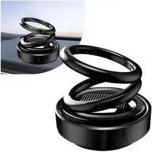 Solar Rotating Car Air Freshener, Solar Energy Refillable Car Dashboard Aromatherapy Ornament, Double Ring Fragrance Diffuser Decorative Accessories for Vehicle Home Office (Black) Solar Rotating Car Air Freshener, Solar Energy Refillable Car Dashboard Aromatherapy Ornament, Double Ring Fragrance Diffuser Decorative Accessories for Vehicle Home Office (Black)