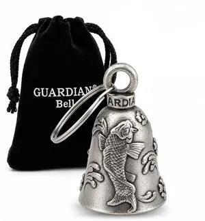 Japanese Koi Good Luck Bell w/Keyring & Black Velvet Gift Bag | Motorcycle Bell | Lead-Free Pewter | Made in USA Japanese Koi Good Luck Bell w/Keyring & Black Velvet Gift Bag | Motorcycle Bell | Lead-Free Pewter | Made in USA
