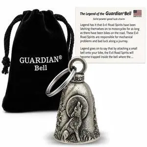 Howling Wolf Good Luck Bell w/Keyring & Black Velvet Gift Bag | Motorcycle Bell | Lead-Free Pewter | Good Luck Gift to Friends & Family | Bike Bell | Gift Accessory | Made in USA Howling Wolf Good Luck Bell w/Keyring & Black Velvet Gift Bag | Motorcycle Bell | Lead-Free Pewter | Good Luck Gift to Friends & Family | Bike Bell | Gift Accessory | Made in USA