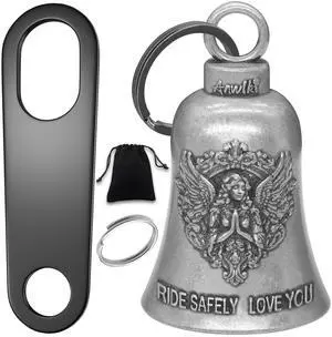 Biker Guardian Luck Riding Bell Motorcycle Gremlin Bells with 2 Key Chain Ring Accessories, Motorcycle Bell Hanger (Guardian Angel) Biker Guardian Luck Riding Bell Motorcycle Gremlin Bells with 2 Key Chain Ring Accessories, Motorcycle Bell Hanger (Guardian Angel)