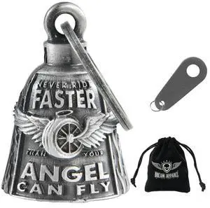Motorcycle Bells for Bikers Guardian Angel Gremlin Motorcycle Bells for Motorcycle Rider Key Chain for Luck (Never Rider Faster Than Your Angel Can) Motorcycle Bells for Bikers Guardian Angel Gremlin Motorcycle Bells for Motorcycle Rider Key Chain for Luck (Never Rider Faster Than Your Angel Can)