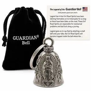 Virgin Mary Religious Good Luck Bell w/Keyring & Black Velvet Gift Bag | Motorcycle Bell | Lead-Free Pewter | Good Luck Gift to Friends & Family | Bike Bell | Made in USA Virgin Mary Religious Good Luck Bell w/Keyring & Black Velvet Gift Bag | Motorcycle Bell | Lead-Free Pewter | Good Luck Gift to Friends & Family | Bike Bell | Made in USA