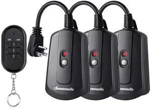 Outdoor Wireless Remote Control Outlet Kit, Waterproof Electrical Plug for Indoor Outdoor Lights, Separately Controlled 3 Pack Receivers, 100 Feet RF Signal, UL Listed Outdoor Wireless Remote Control Outlet Kit, Waterproof Electrical Plug for Indoor Outdoor Lights, Separately Controlled 3 Pack Receivers, 100 Feet RF Signal, UL Listed