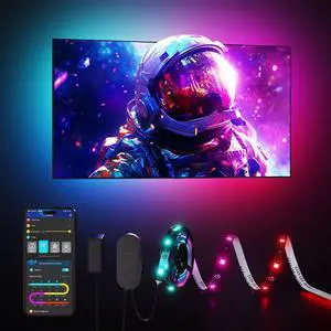TV LED Backlight Strip, RGBIC Smart LED Backlight for 40-50inch TVs, Music Sync, Wi-Fi Bluetooth & App Control, Works with Alexa & Google Assistant, 77 Scene Modes, Adapter TV LED Backlight Strip, RGBIC Smart LED Backlight for 40-50inch TVs, Music Sync, Wi-Fi Bluetooth & App Control, Works with Alexa & Google Assistant, 77 Scene Modes, Adapter