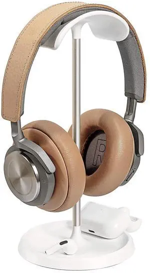 Headphone Stand, Curved Headset Stand with Storage Tray, Heavy Base Gaming Headset Holder for AirPods Max, AirPods, AirPods Pro, Beats, Bose, Sennheiser, Sony and More (White) Headphone Stand, Curved Headset Stand with Storage Tray, Heavy Base Gaming Headset Holder for AirPods Max, AirPods, AirPods Pro, Beats, Bose, Sennheiser, Sony and More (White)