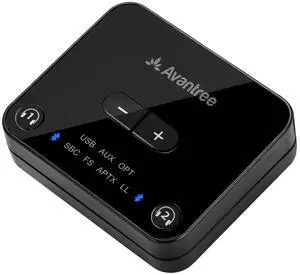 Plus Bluetooth Audio Transmitter for TVs with Optical & AUX, Supports 2 Headphones, aptX-Adaptive Low Latency, Built-in Volume Control, 100ft Range Plus Bluetooth Audio Transmitter for TVs with Optical & AUX, Supports 2 Headphones, aptX-Adaptive Low Latency, Built-in Volume Control, 100ft Range