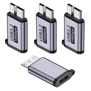 USB C to Micro B Hard Drive Adapter (4 Pack), 10Gbps Micro B to USB C Cable Converter Compatible with External Hard Drive, Laptop, Tablet, Phone and More USB C to Micro B Hard Drive Adapter (4 Pack), 10Gbps Micro B to USB C Cable Converter Compatible with External Hard Drive, Laptop, Tablet, Phone and More