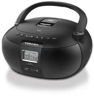 Portable CD Player Boombox with AM/FM Radio, USB, Headphone Jack, CD-R/RW & MP3-CD Compatible,Hi-FI Sound with Clear Speaker, AC/Battery Operated Black Portable CD Player Boombox with AM/FM Radio, USB, Headphone Jack, CD-R/RW & MP3-CD Compatible,Hi-FI Sound with Clear Speaker, AC/Battery Operated Black