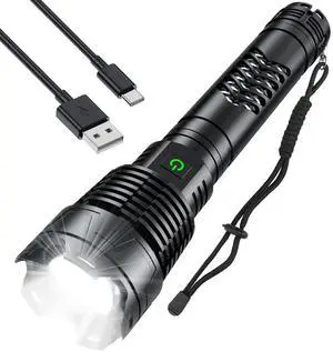 Rechargeable Flashlights High Lumens, 100000 Lumens Super Bright Flashlights with Long Handle, 5 Modes & Zoomable, Waterproof Powerful Handheld Flashlight for Camping Emergency Rechargeable Flashlights High Lumens, 100000 Lumens Super Bright Flashlights with Long Handle, 5 Modes & Zoomable, Waterproof Powerful Handheld Flashlight for Camping Emergency