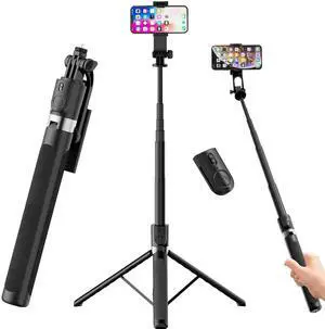 71-Inch Extendable Phone Tripod and Selfie Stick with Wireless Remote, 360° Rotating Holder, Portable Travel Tripod Stand for iPhone, Android and Action Cameras 71-Inch Extendable Phone Tripod and Selfie Stick with Wireless Remote, 360° Rotating Holder, Portable Travel Tripod Stand for iPhone, Android and Action Cameras