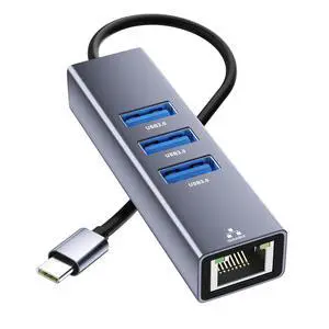 USB C to Ethernet Adapter with 3xUSB-A3.0, 4 in 1 Gigabit LAN Network Adapter, USB Ethernet Adapter for Laptop, RJ45 to USBC Cable Compatible with iPhone 15/16/17, MacBook, Dell, HP and More USB C to Ethernet Adapter with 3xUSB-A3.0, 4 in 1 Gigabit LAN Network Adapter, USB Ethernet Adapter for Laptop, RJ45 to USBC Cable Compatible with iPhone 15/16/17, MacBook, Dell, HP and More