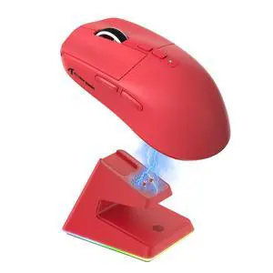 Attack Shark X6 49g Superlight Wireless Gaming Mouse with Magnetic RGB Charging Base, Ultralight Mice PixArt PAW3395 Sensor, 26000DPI, BT/2.4G Wireless/Wired Mouse, 200Hrs Battery for Win/Mac (Red) Attack Shark X6 49g Superlight Wireless Gaming Mouse with Magnetic RGB Charging Base, Ultralight Mice PixArt PAW3395 Sensor, 26000DPI, BT/2.4G Wireless/Wired Mouse, 200Hrs Battery for Win/Mac (Red)