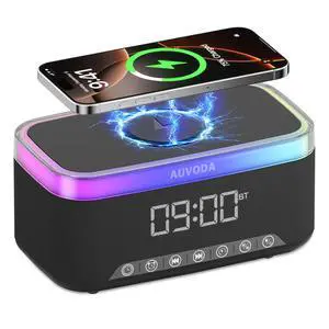 S300 Bluetooth Speaker, Portable Wireless Speaker with 15W Wireless Charging, 13-Color Night Light, Alarm, 16W Stereo, TWS, BT5.3, for Smartphone, PC, Computer, Home, Office, Bedroom S300 Bluetooth Speaker, Portable Wireless Speaker with 15W Wireless Charging, 13-Color Night Light, Alarm, 16W Stereo, TWS, BT5.3, for Smartphone, PC, Computer, Home, Office, Bedroom
