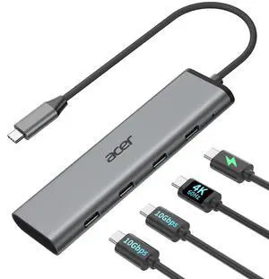 10Gbps USB C Hub with 4K@60Hz USB-C Display Output, 4-Port USBC Splitter with 100W PD, 2*USB-C 3.2 Data Transfer, USB C Dongle for Laptop, MacBook Neo/Pro/Air, iPad Pro and Type-C Devices 10Gbps USB C Hub with 4K@60Hz USB-C Display Output, 4-Port USBC Splitter with 100W PD, 2*USB-C 3.2 Data Transfer, USB C Dongle for Laptop, MacBook Neo/Pro/Air, iPad Pro and Type-C Devices
