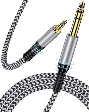 6.35mm to 3.5mm Audio Cable, Braided 1/4" TRS Male to 1/8" Male Adapter Cord, 6.6FT Bidirectional Stereo Aux for iPhone Electric Guitar Headphone Speaker Piano Amplifier Home Theater Mixing Console 6.35mm to 3.5mm Audio Cable, Braided 1/4" TRS Male to 1/8" Male Adapter Cord, 6.6FT Bidirectional Stereo Aux for iPhone Electric Guitar Headphone Speaker Piano Amplifier Home Theater Mixing Console