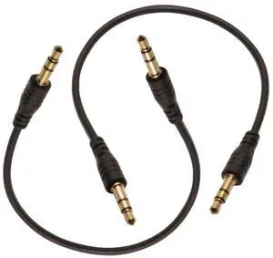 3.5mm Male to Male Audio Cable, 195mm Length, Gold-Plated Connectors, 2-Pack, Black 3.5mm Male to Male Audio Cable, 195mm Length, Gold-Plated Connectors, 2-Pack, Black