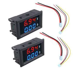2pcs 0.28" Digital Voltmeter Ammeter DC 100V 10A Amp Voltage Current Meter Tester 0.28 Inch 3 Bits Blue + Red Dual LED Display Panel with Connect Wires 2pcs 0.28" Digital Voltmeter Ammeter DC 100V 10A Amp Voltage Current Meter Tester 0.28 Inch 3 Bits Blue + Red Dual LED Display Panel with Connect Wires