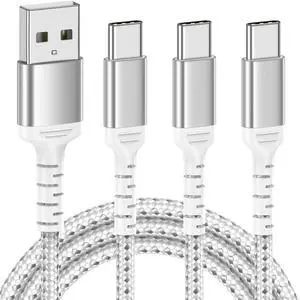 6FT USB C Charging Cable, 3-Pack Braided USB A to USB C Cable Fast Charging Type C Cord Compatible with Apple iPhone 15 Pro/Max, New iPad Pro/Air USB C Charger Cable 2m 6FT USB C Charging Cable, 3-Pack Braided USB A to USB C Cable Fast Charging Type C Cord Compatible with Apple iPhone 15 Pro/Max, New iPad Pro/Air USB C Charger Cable 2m