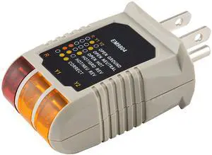 Receptacle Tester, Standard 3-Wire, Circuit Analyzer, 110-125 VAC, 6 Visual LED Tests, ETL Listed 50542 Gray Receptacle Tester, Standard 3-Wire, Circuit Analyzer, 110-125 VAC, 6 Visual LED Tests, ETL Listed 50542 Gray