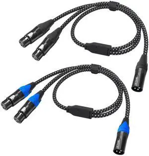 2Pack XLR Male to Dual Female y Splitter Cable,Black+Blue Y Splitter Cable 1 Male 2 Female,3Pin-XLR Combiner Y Cord Balanced Microphone Adaptor Patch Cable-2FT 2Pack XLR Male to Dual Female y Splitter Cable,Black+Blue Y Splitter Cable 1 Male 2 Female,3Pin-XLR Combiner Y Cord Balanced Microphone Adaptor Patch Cable-2FT