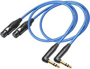 3Feet 2 Pack Balanced XLR Female to Right Angle 1/4 TRS Mixer Cable,6N OFC+Silver Plated HI-END Audio Cable,Right Angle 6.35mm to 3pin XLR Female Audio Cable 3Feet 2 Pack Balanced XLR Female to Right Angle 1/4 TRS Mixer Cable,6N OFC+Silver Plated HI-END Audio Cable,Right Angle 6.35mm to 3pin XLR Female Audio Cable