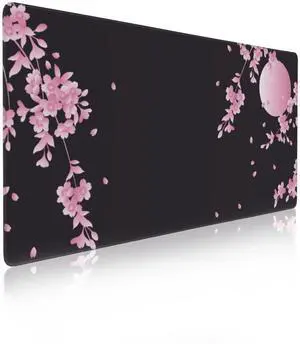 Cherry Blossom Gaming Mouse Pad Black Desk Mat,Non-Slip Rubber Base Large Gaming Mouse Pad for Computer Keyboard Laptop,Desk Decor for Girl,Desk Decor(31.5x15.7 in) Cherry Blossom Gaming Mouse Pad Black Desk Mat,Non-Slip Rubber Base Large Gaming Mouse Pad for Computer Keyboard Laptop,Desk Decor for Girl,Desk Decor(31.5x15.7 in)