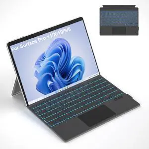Surface Pro 11/10/X/9/8 Keyboard, Bluetooth Wireless Magnetic Keyboard with 7 Color Backlit, Multi-Touch Trackpad, Rechargeable Battery Surface Pro 11/10/X/9/8 Keyboard, Bluetooth Wireless Magnetic Keyboard with 7 Color Backlit, Multi-Touch Trackpad, Rechargeable Battery