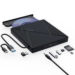 External CD DVD Drive, USB 3.0 Optical Disc Drive, 4 USB Ports and 2 TF/SD Card Slots, CD DVD Burner Writer Reader Player for Laptop MacBook iMac Desktop PC Windows 11/10/8/7/XP Linux Mac OS External CD DVD Drive, USB 3.0 Optical Disc Drive, 4 USB Ports and 2 TF/SD Card Slots, CD DVD Burner Writer Reader Player for Laptop MacBook iMac Desktop PC Windows 11/10/8/7/XP Linux Mac OS