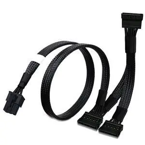 SATA Power Cable for EVGA PSUs, 6 Pin to 3X 15 Pin SATA Hard Drive Adapter Sleeved Splitter for Some Specific Types of EVGA Power Supply 20-in(50cm) SATA Power Cable for EVGA PSUs, 6 Pin to 3X 15 Pin SATA Hard Drive Adapter Sleeved Splitter for Some Specific Types of EVGA Power Supply 20-in(50cm)