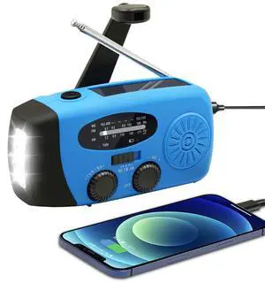 Hand Crank Weather Radio, NOAA Emergency Radio Portable AM/FM Solar Powered 7400mWh with Flashlight, SOS Siren & Phone Charger for Camping & Survival(Blue) Hand Crank Weather Radio, NOAA Emergency Radio Portable AM/FM Solar Powered 7400mWh with Flashlight, SOS Siren & Phone Charger for Camping & Survival(Blue)