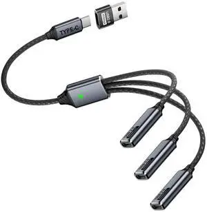 USB C 1 to 3 Extension Cable 1 in 3 Type C 2.0 Male to 3 Female Connector Cable, with C to A Adapter Convert USB2.0 Male to 3 USB C Female ca-ble, for Charging Data Transfer OTG USB C 1 to 3 Extension Cable 1 in 3 Type C 2.0 Male to 3 Female Connector Cable, with C to A Adapter Convert USB2.0 Male to 3 USB C Female ca-ble, for Charging Data Transfer OTG
