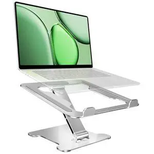 Laptop Stand Portable Foldable Aluminum Laptop Riser Height Adjustable Ergonomic Holder for Desk Compatible with MacBook Air Pro, Dell, HP, Lenovo & More 10-15.6" - Silver Laptop Stand Portable Foldable Aluminum Laptop Riser Height Adjustable Ergonomic Holder for Desk Compatible with MacBook Air Pro, Dell, HP, Lenovo & More 10-15.6" - Silver