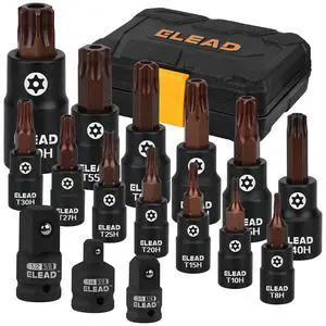 16-Piece Torx Bit Socket Set - Premium S2 Steel European Style T8-T60 with Socket Adapters, Star Bit Socket Set 1/4, 3/8 and 1/2 Drive | Professional Mechanic Garage Tools 16-Piece Torx Bit Socket Set - Premium S2 Steel European Style T8-T60 with Socket Adapters, Star Bit Socket Set 1/4, 3/8 and 1/2 Drive | Professional Mechanic Garage Tools