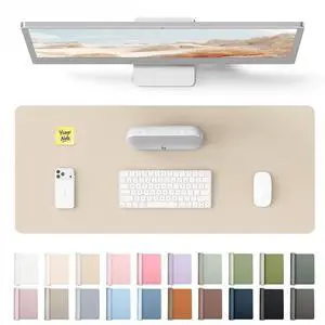 Leather Desk Pad Protector, Office Desk Mat, Large Mouse Pad, Non-Slip PU Leather Desk Blotter, Waterproof Laptop Desk Writing Pad for Office and Home (23.6" x 13.8", Eggshell) Leather Desk Pad Protector, Office Desk Mat, Large Mouse Pad, Non-Slip PU Leather Desk Blotter, Waterproof Laptop Desk Writing Pad for Office and Home (23.6" x 13.8", Eggshell)