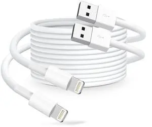 USB-A to Liightning Cable, 2-Pack 6FT (1.8M) White Durable Fast Charging & Sync Cord for Liightning Devices USB-A to Liightning Cable, 2-Pack 6FT (1.8M) White Durable Fast Charging & Sync Cord for Liightning Devices