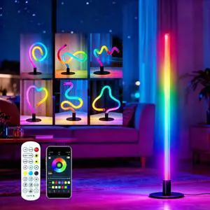 Corner Floor Lamp,RGB LED Corner Lamp, Transformable Floor Lamp with App and Remote Control,16 Million DIY Colors, Music Sync, Timer Setting for Living Rooms, Gaming Rooms, Bedrooms and Gaming Rooms Corner Floor Lamp,RGB LED Corner Lamp, Transformable Floor Lamp with App and Remote Control,16 Million DIY Colors, Music Sync, Timer Setting for Living Rooms, Gaming Rooms, Bedrooms and Gaming Rooms
