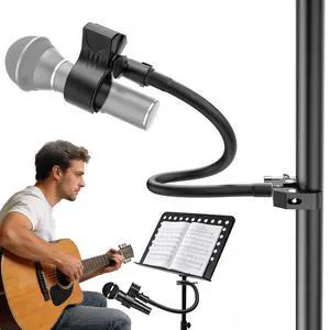 19.6" Steel Core Flexible Gooseneck Microphone Stand with 1/4" to 3/8" Adapter, Mic Clip & Super Crab Clamp, Desk/Pole Mount Compatible with Shure, Fifine, AT2020, Pyle, Razer, Blue Snowball 19.6" Steel Core Flexible Gooseneck Microphone Stand with 1/4" to 3/8" Adapter, Mic Clip & Super Crab Clamp, Desk/Pole Mount Compatible with Shure, Fifine, AT2020, Pyle, Razer, Blue Snowball