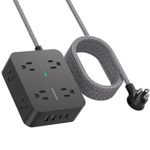 Power Strip Surge Protector 10 Ft Cord, HANYCONY Extension Cord Flat Plug with 8 Outlets 4 USB Ports(2 USB C), Wall Mount, Desk Charging Sation for Home Offcie Power Strip Surge Protector 10 Ft Cord, HANYCONY Extension Cord Flat Plug with 8 Outlets 4 USB Ports(2 USB C), Wall Mount, Desk Charging Sation for Home Offcie