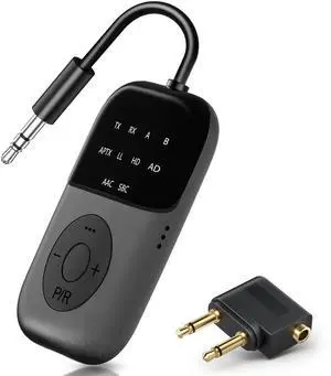 Bluetooth 5.4 Transmitter Receiver, 2-in-1 Airplane Bluetooth Adapter, Dual Headphones & 24H Battery Life for TV, Airplane, Car, Tablets, Wireless TV Headpset, Compatible with AirPods & aptX Bluetooth 5.4 Transmitter Receiver, 2-in-1 Airplane Bluetooth Adapter, Dual Headphones & 24H Battery Life for TV, Airplane, Car, Tablets, Wireless TV Headpset, Compatible with AirPods & aptX