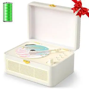 CD Player Portable Bluetooth: Retro CD Players with Speakers Vintage CD-Player 3600mAh Rechargeable & Radio & Remote Control Support USB/AUX Playback Headphone Jack (White) CD Player Portable Bluetooth: Retro CD Players with Speakers Vintage CD-Player 3600mAh Rechargeable & Radio & Remote Control Support USB/AUX Playback Headphone Jack (White)