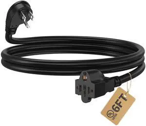 Indoor Outdoor Extension Cord, 16/3 Gauge Black Short Extension Cord 6ft, Waterproof Flexible Case, Made in Pure Copper, 13A 1625W 16AWG SJTW, 3 Prong Heavy Duty Wire, UL Indoor Outdoor Extension Cord, 16/3 Gauge Black Short Extension Cord 6ft, Waterproof Flexible Case, Made in Pure Copper, 13A 1625W 16AWG SJTW, 3 Prong Heavy Duty Wire, UL